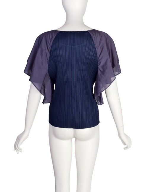 シャツ+ブラウス(半袖+袖なし) PLEATS PLEASE ISSEY MIYAKE - pleats please tops  navy PLEATS PLEASE ISSEY MIYAKE Navy New Colorful Basics 4 Tank