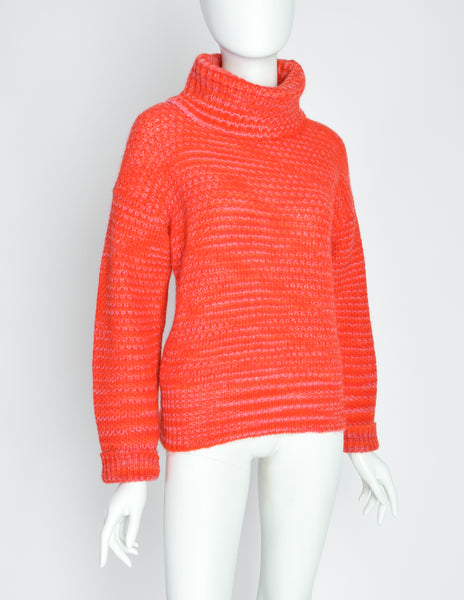 Issey Miyake Vintage Red Pink Orange Turtleneck Sweater