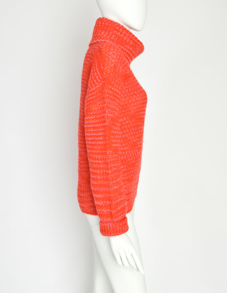Issey Miyake Vintage Red Pink Orange Turtleneck Sweater