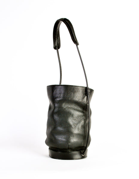 Issey Miyake Vintage Black Leather Bucket Bag