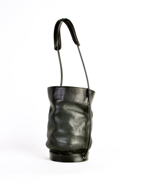 Issey Miyake Vintage Black Leather Bucket Bag - Amarcord Vintage Fashion
 - 2