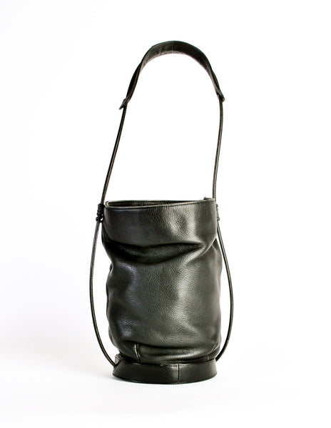 Issey Miyake Vintage Black Leather Bucket Bag - Amarcord Vintage Fashion
 - 3
