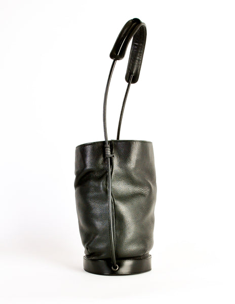 Issey Miyake Vintage Black Leather Bucket Bag - Amarcord Vintage Fashion
 - 4