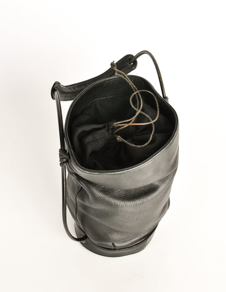 Issey Miyake Vintage Black Leather Bucket Bag