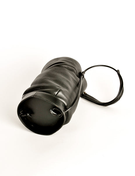 Issey Miyake Vintage Black Leather Bucket Bag