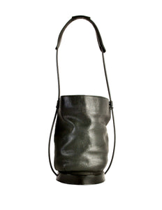 Issey Miyake Vintage Black Leather Bucket Bag - Amarcord Vintage Fashion
 - 1
