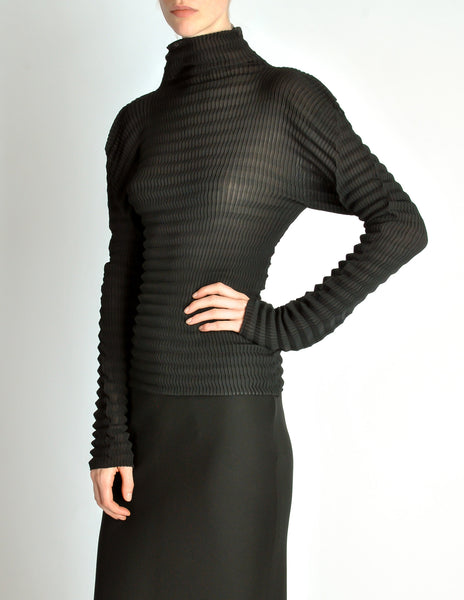 Issey Miyake Vintage Black Pleated Top