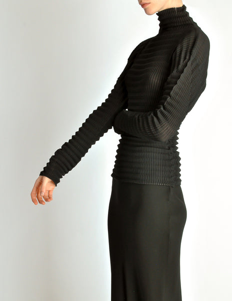 Issey Miyake Vintage Black Pleated Top