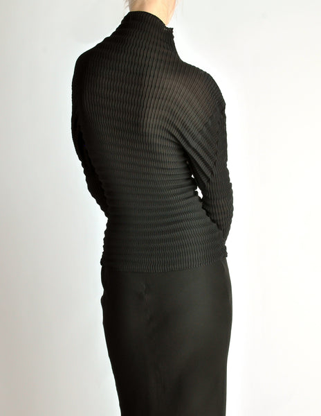 Issey Miyake Vintage Black Pleated Top