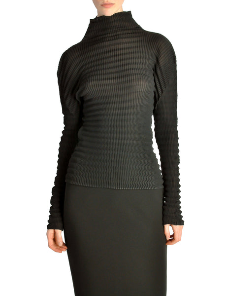 Issey Miyake Vintage Black Pleated Top