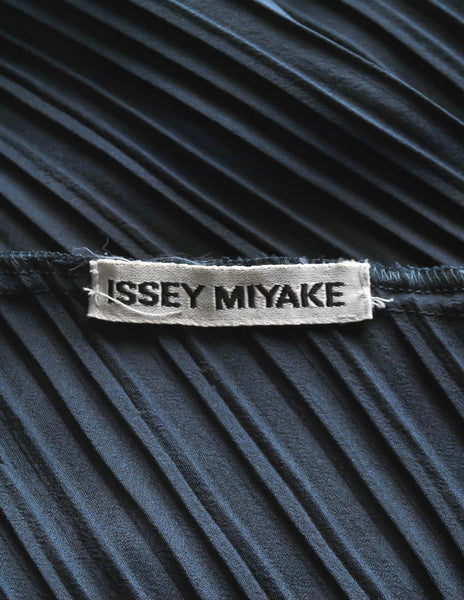 Issey Miyake Vintage Dark Blue Pleated Jacket & Pant Ensemble