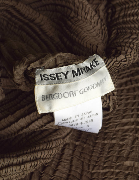 Issey Miyake Vintage Green Brown Pleated Top