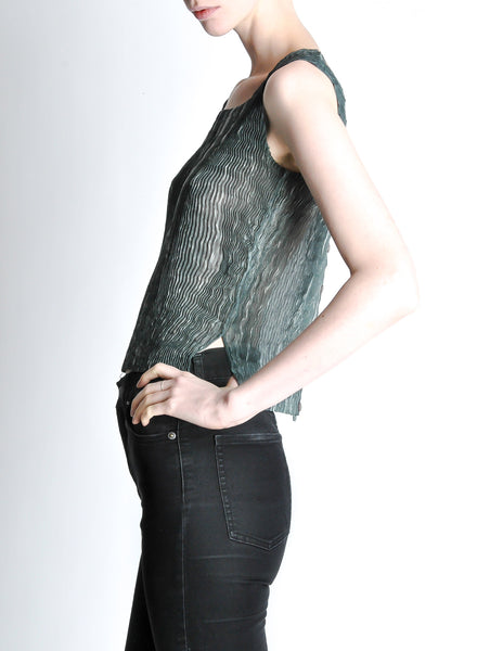Issey Miyake Vintage Acid Wash Zig Zag Pleated Tank Top