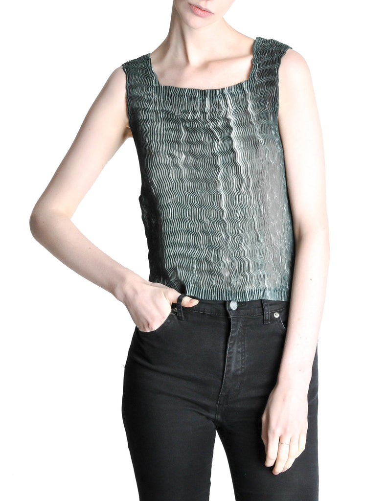 Issey Miyake Vintage Acid Wash Zig Zag Pleated Tank Top