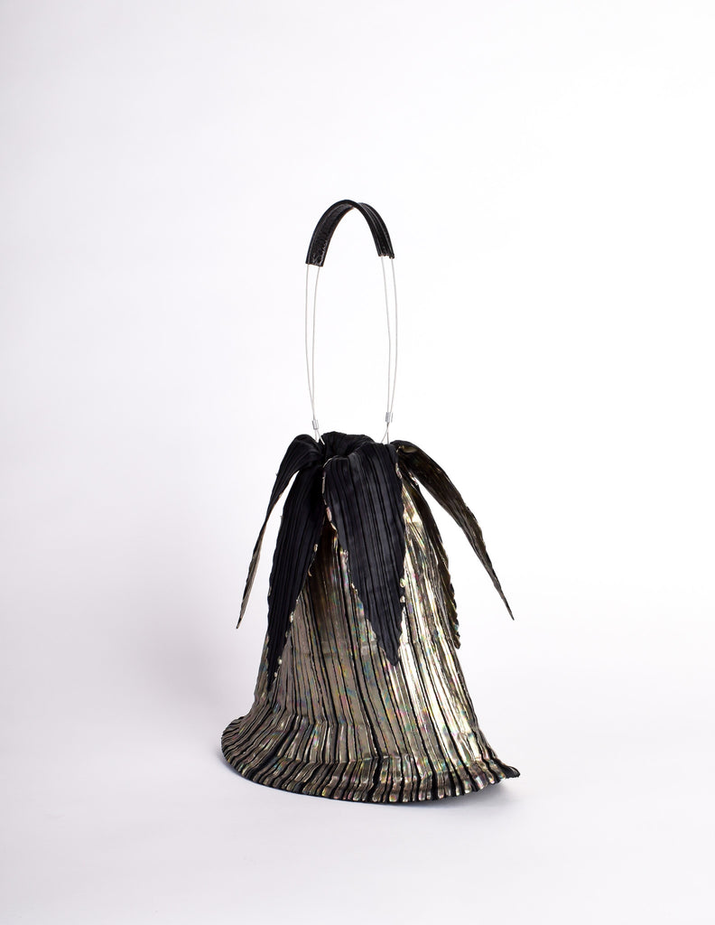Issey Miyake Vintage Black & Gold Iridescent Pleated Bag Issey Miyake Vintage Black & Gold Iridescent Pleated Bag