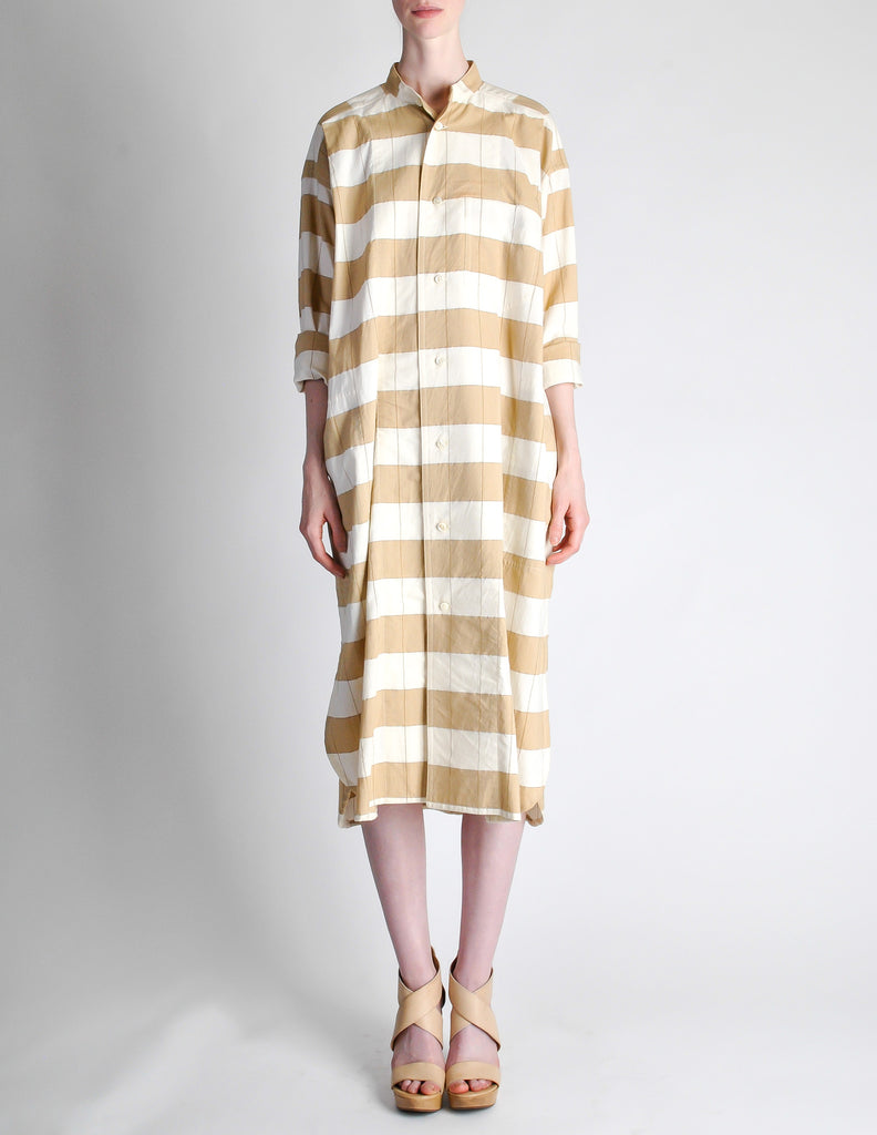 Vintage check and icon stripe cotton shirt dress hotsell