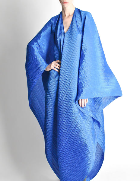 Issey Miyake Pleats Please Vintage Blue Pleated Multi-Functional Wrap Cape