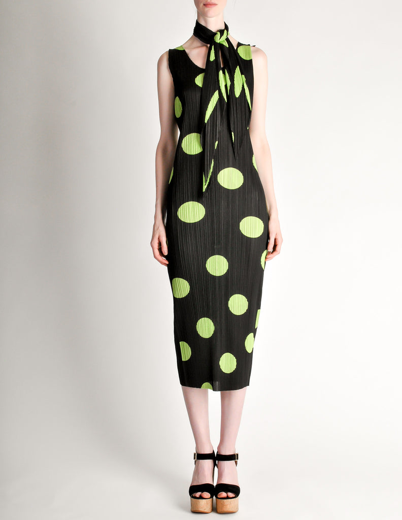 Issey Miyake Pleats Please Vintage Black & Green Polka Dot Dress – Amarcord  Vintage Fashion