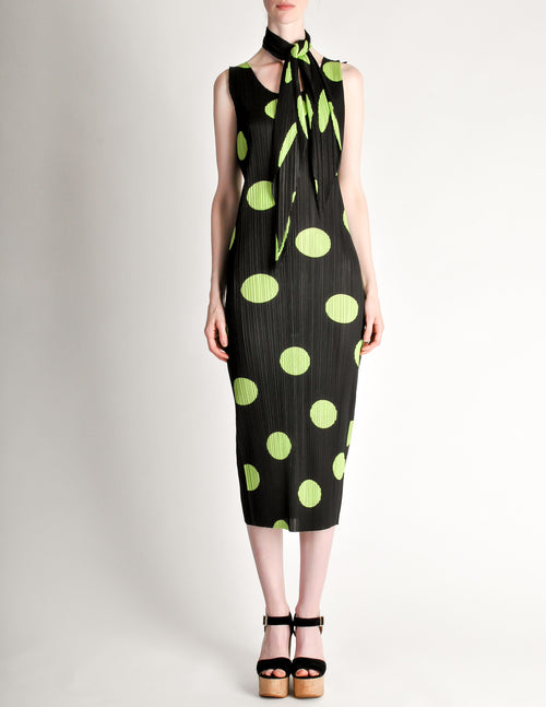 green dress with black dots Green Dress with Polka Dots