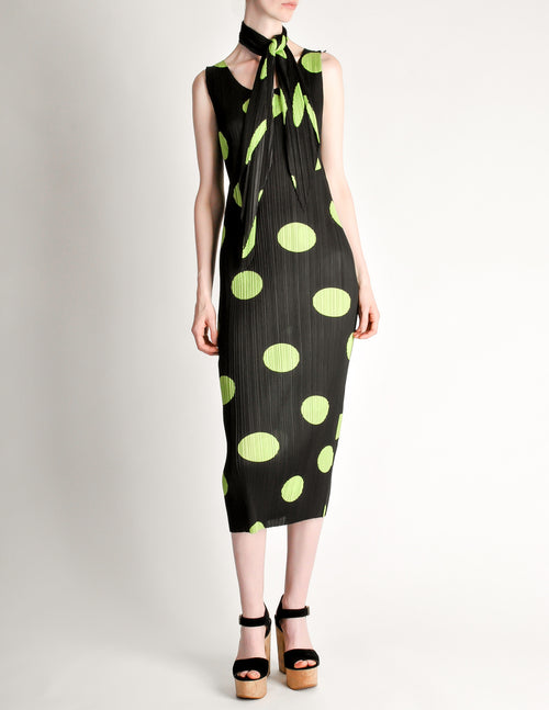 Issey Miyake Pleats Please Vintage Black & Green Polka Dot Dress – Amarcord  Vintage Fashion