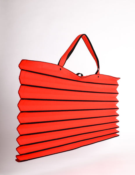 Issey Miyake Vintage Red & Black Felt Accordion Pleated Oversized Bag