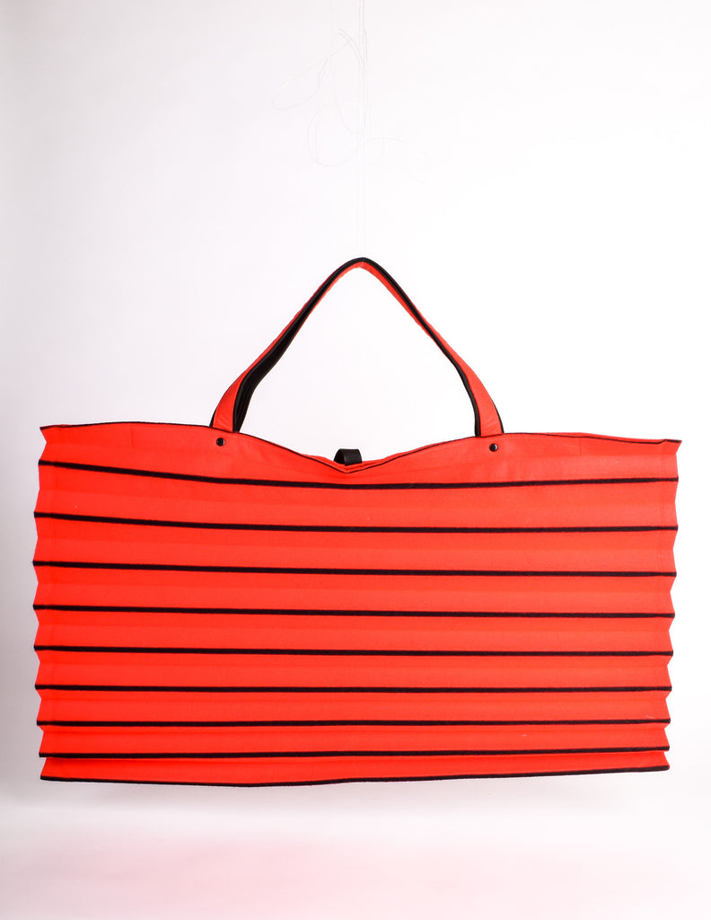 Issey Miyake Vintage Red & Black Felt Accordion Pleated Oversized Bag
