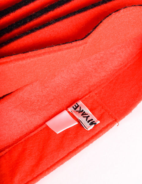 Issey Miyake Vintage Red & Black Felt Accordion Pleated Oversized Bag
