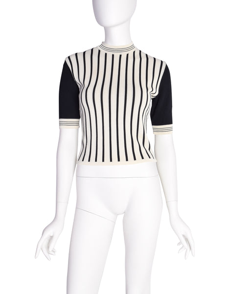 Jean Paul Gaultier Vintage Black White Striped Short Sleeved Sweater