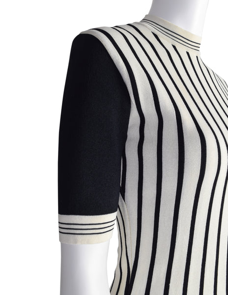 Jean Paul Gaultier Vintage Black White Striped Short Sleeved Sweater