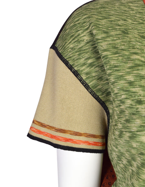 Jean Paul Gaultier Vintage Autumnal Colorblock Short Sleeve Button Up Cardigan Sweater
