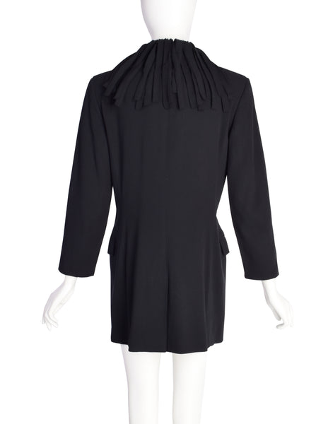 Jean Paul Gaultier Vintage Black Wool Double Breasted Fringe Collar Jacket