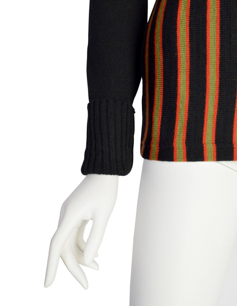 Jean Paul Gaultier Vintage AW 1990 Junior Gaultier Patch Striped Turtleneck Sweater