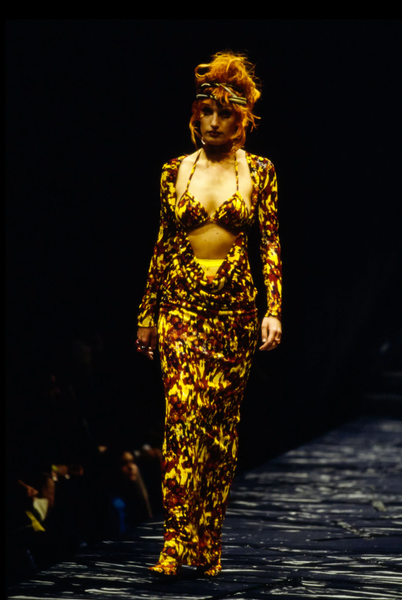 Jean Paul Gaultier Vintage SS 1997 Spotted Sheer Dress Triangle Top and Angel Sleeve Shrug Ensemble