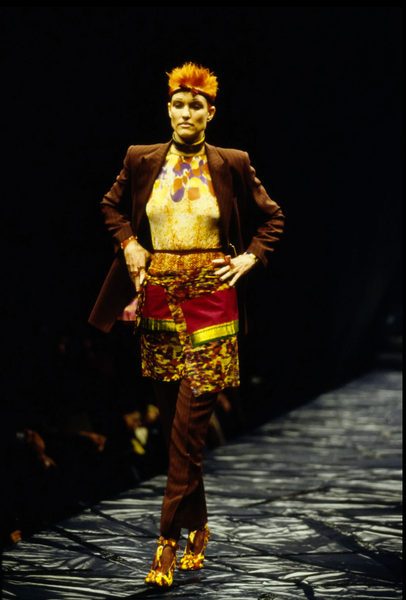 Jean Paul Gaultier Vintage SS 1997 Bright Orange Sheer Wrap Mini Skirt