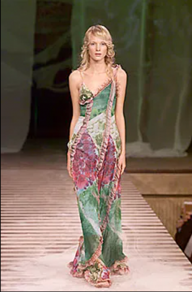 Jean Paul Gaultier Vintage SS 2000 Multicolor 'Bacteria' Print Mesh Tank and Maxi Skirt Set