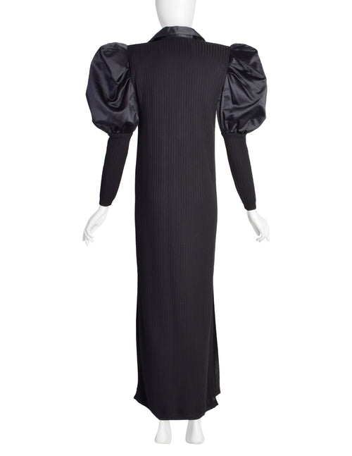 Jacqueline de Ribes Vintage 1980s Black Ribbed Knit Satin Puff Sleeve –  Amarcord Vintage Fashion