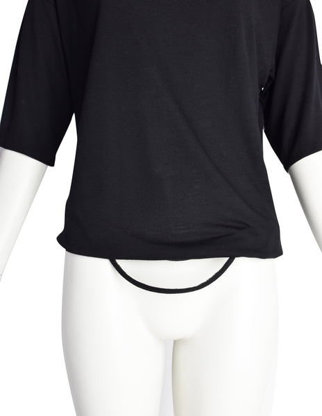 Jean Paul Gaultier Vintage 1980s Black Jersey T-Shirt with Visor