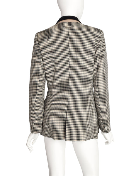 Jean Paul Gaultier Vintage AW 1992 Iconic Black White Houndstooth Accessories Blazer Jacket