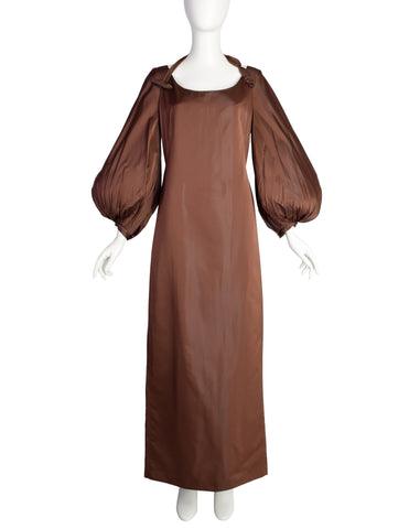 Jean Paul Gaultier Vintage SS 1998 Iridescent Brown Powder Blue Bishop Sleeve Dress