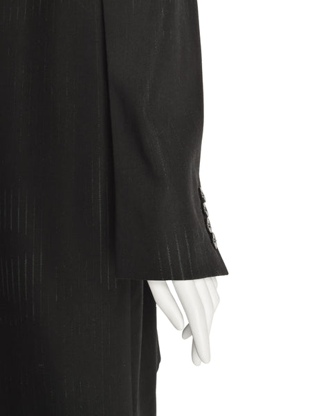 Jean Paul Gaultier Vintage 1990s Charcoal Wool Gabardine Degrade Stripe Oversized Blazer Coat