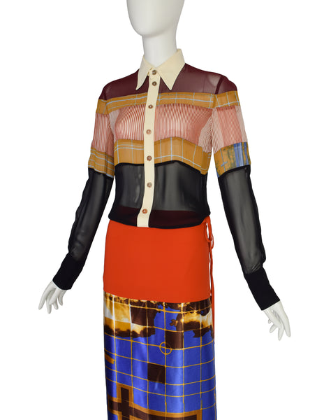 Jean Paul Gaultier Vintage Spring 1996 'Cyberbaba' Patchwork X-Ray Wrap Shirt Dress