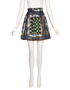 Jean Paul Gaultier Vintage Checkered Angel Print A-Line Mini Skirt