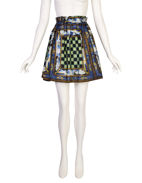 Jean Paul Gaultier Vintage Checkered Angel Print A-Line Mini Skirt