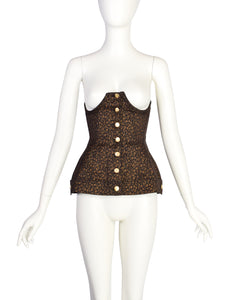 Jean Paul Gaultier Vintage SS 1989 ICONIC Black Gold Lace Up Under Bust Corset Top