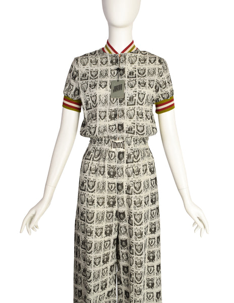 Jean Paul Gaultier Vintage SS 1990 ‘Junior Gaultier' Black Grey Sacred Heart Religious Print Jumpsuit
