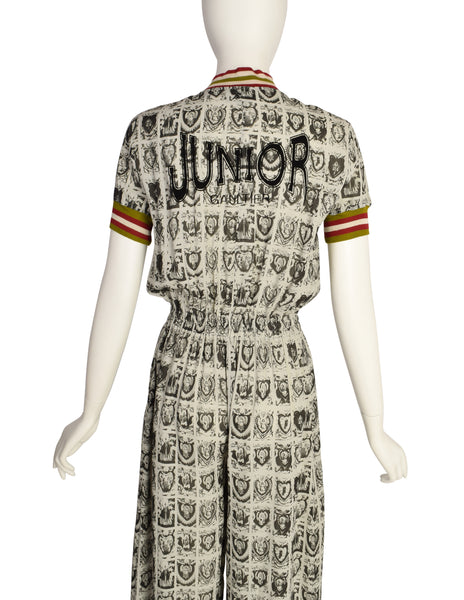 Jean Paul Gaultier Vintage SS 1990 ‘Junior Gaultier' Black Grey Sacred Heart Religious Print Jumpsuit