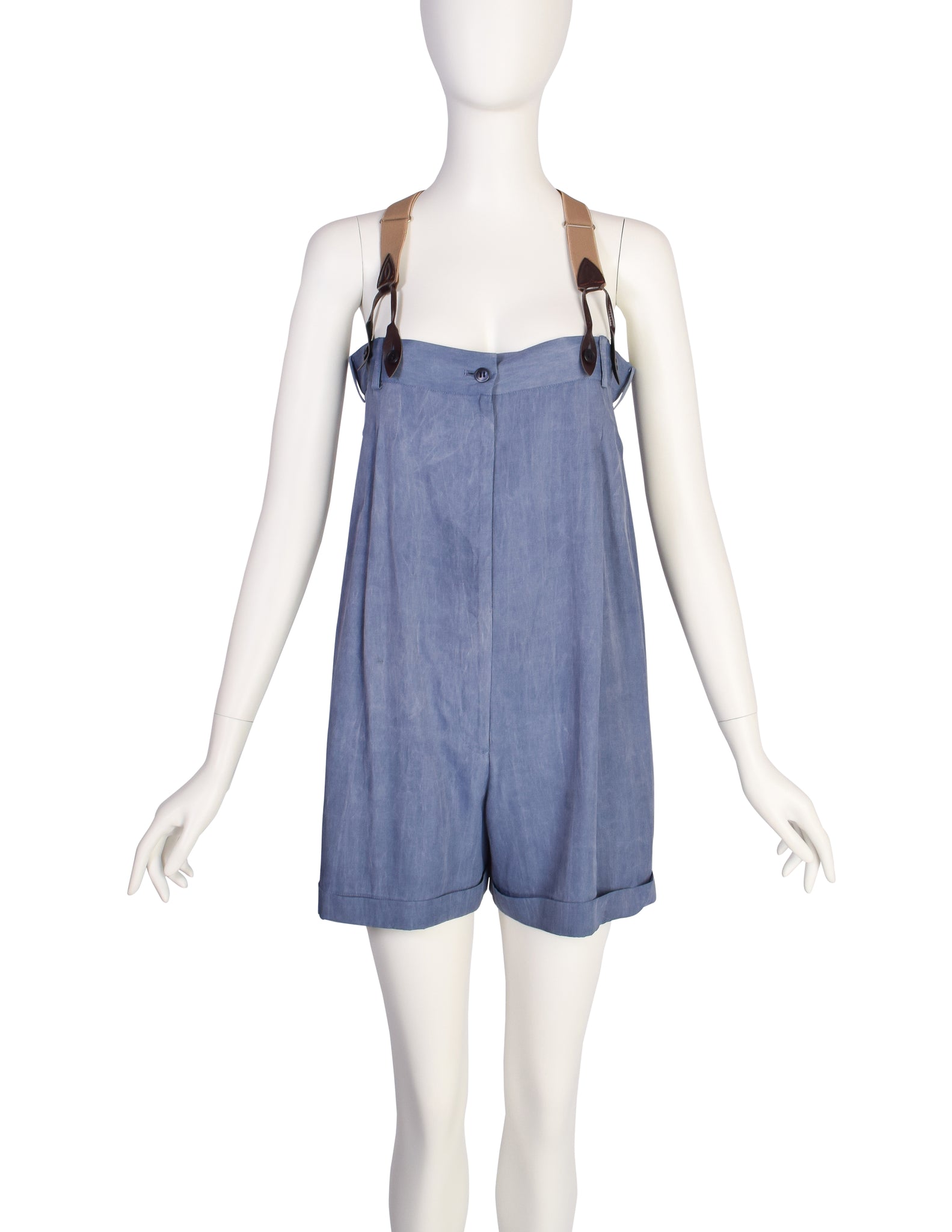Jean Paul Gaultier Vintage SS 1993 Blue Suspender Shorts Romper