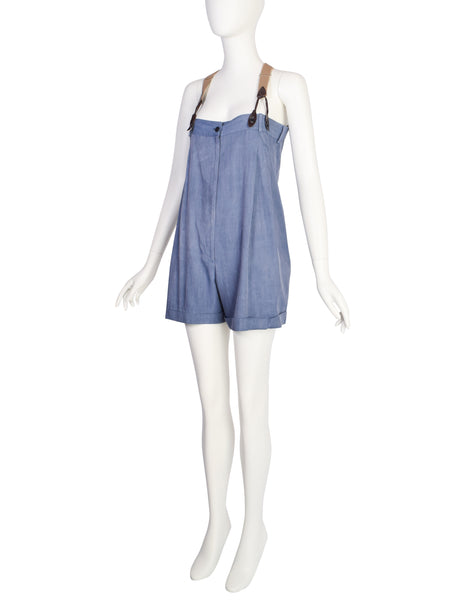 Jean Paul Gaultier Vintage SS 1993 Blue Suspender Shorts Romper