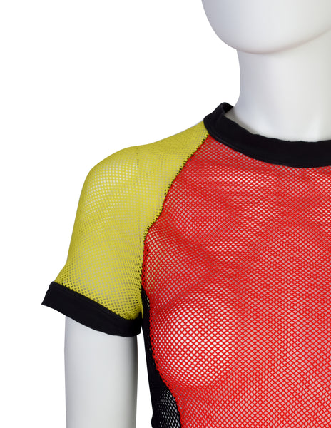 Jean Paul Gaultier Vintage SS 1992 Red Yellow Black Fishnet Top