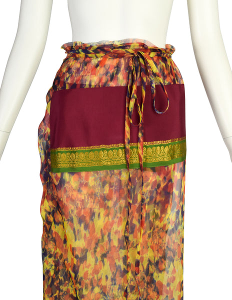 Jean Paul Gaultier Vintage SS 1997 Multicolor 'Tortoise' Print Sheer Wrap Skirt